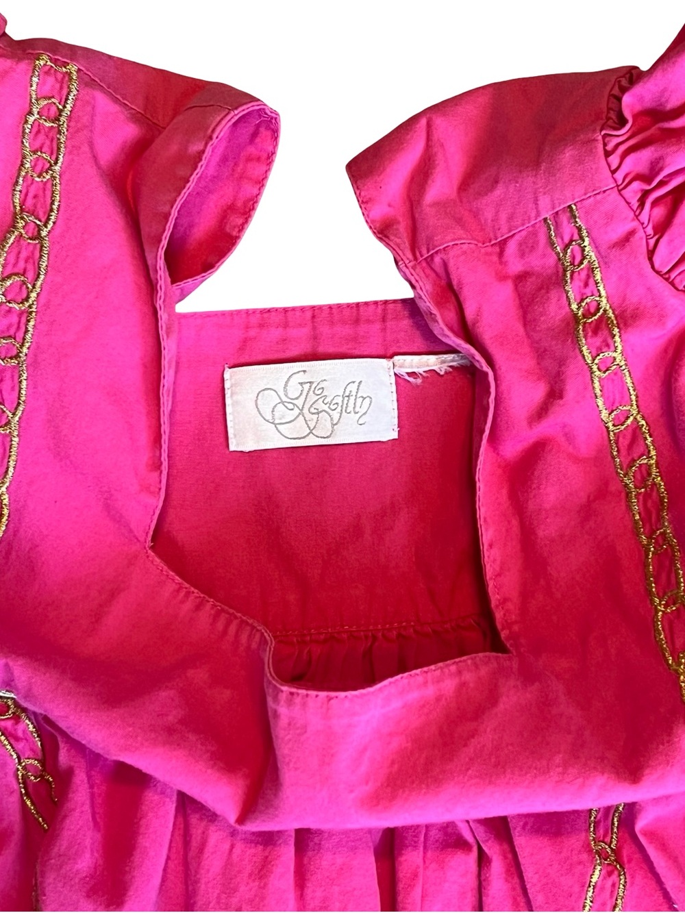 Go Softly Patio Vintage 90s Women’s Sz S Pink Embroidered House Dress Starfish - Picture 4 of 12